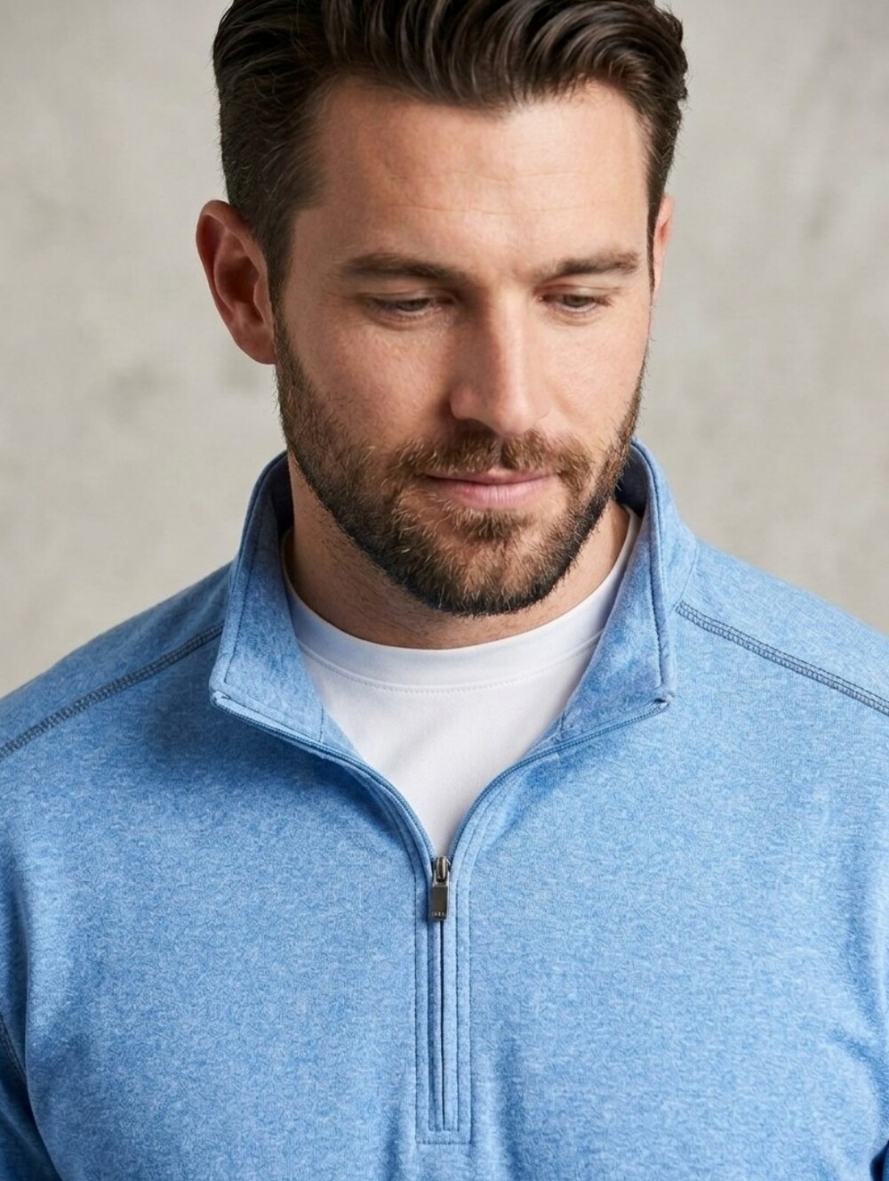 Pebble Beach Men’s Heather Sky Blue Half-Zip Pullover Size L